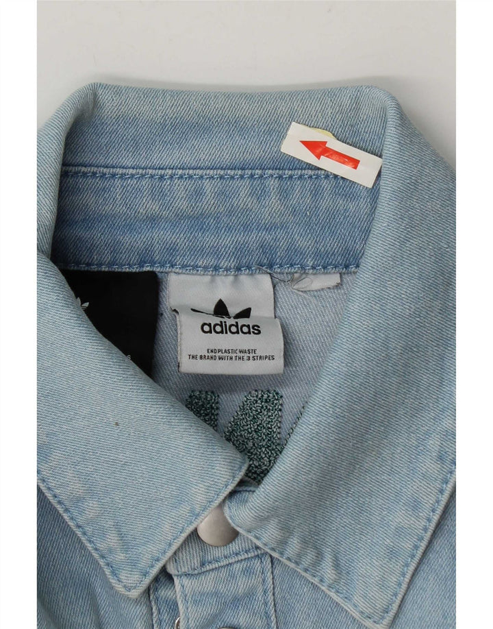 Adidas masculino gráfico camisa jeans de manga curta azul médio