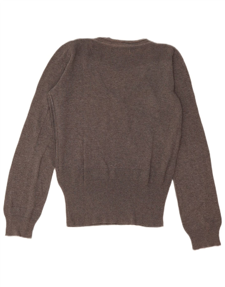 Suéter feminino Levi's com decote em V UK 12 algodão cinza médio