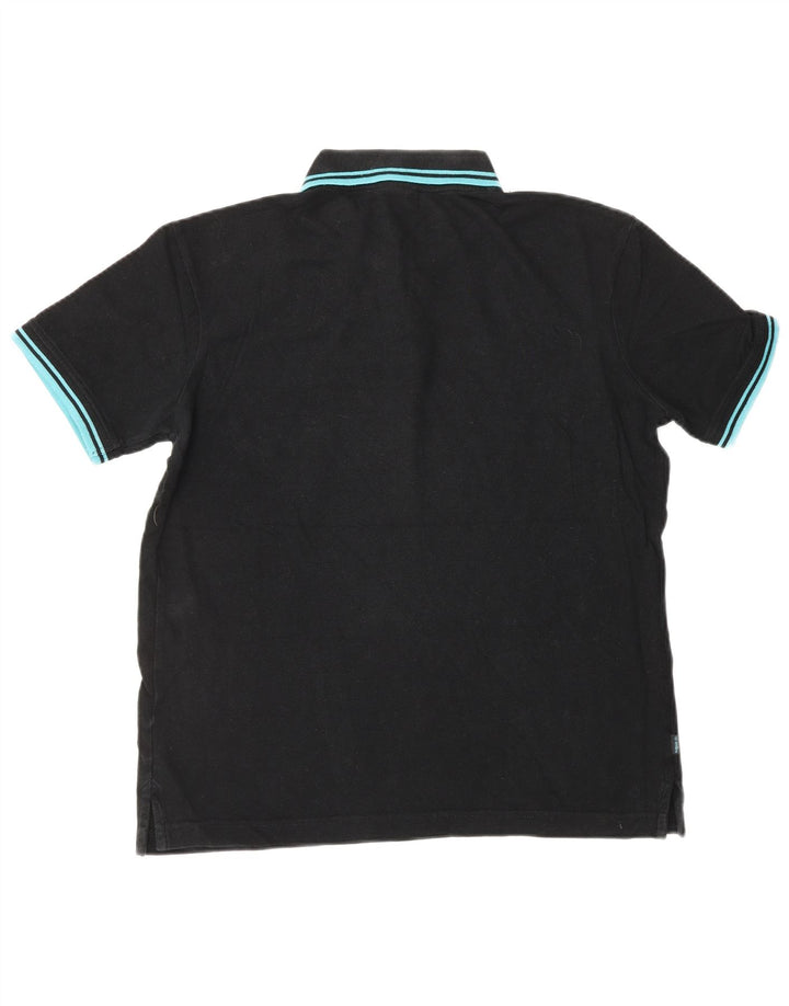 Camisa polo masculina UMBRO de algodão preto médio