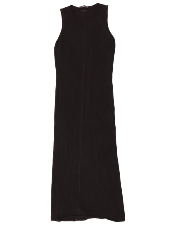 Zara vestido feminino sem mangas, Reino Unido 12, médio, preto, lã merino