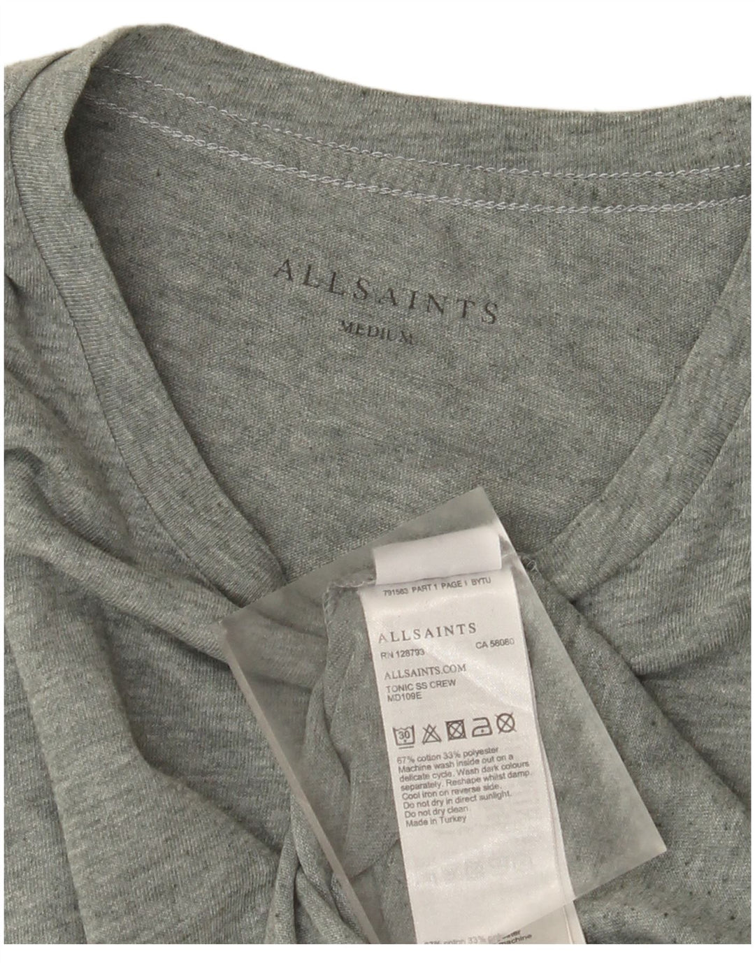 Camiseta masculina All Saints Top médio algodão verde