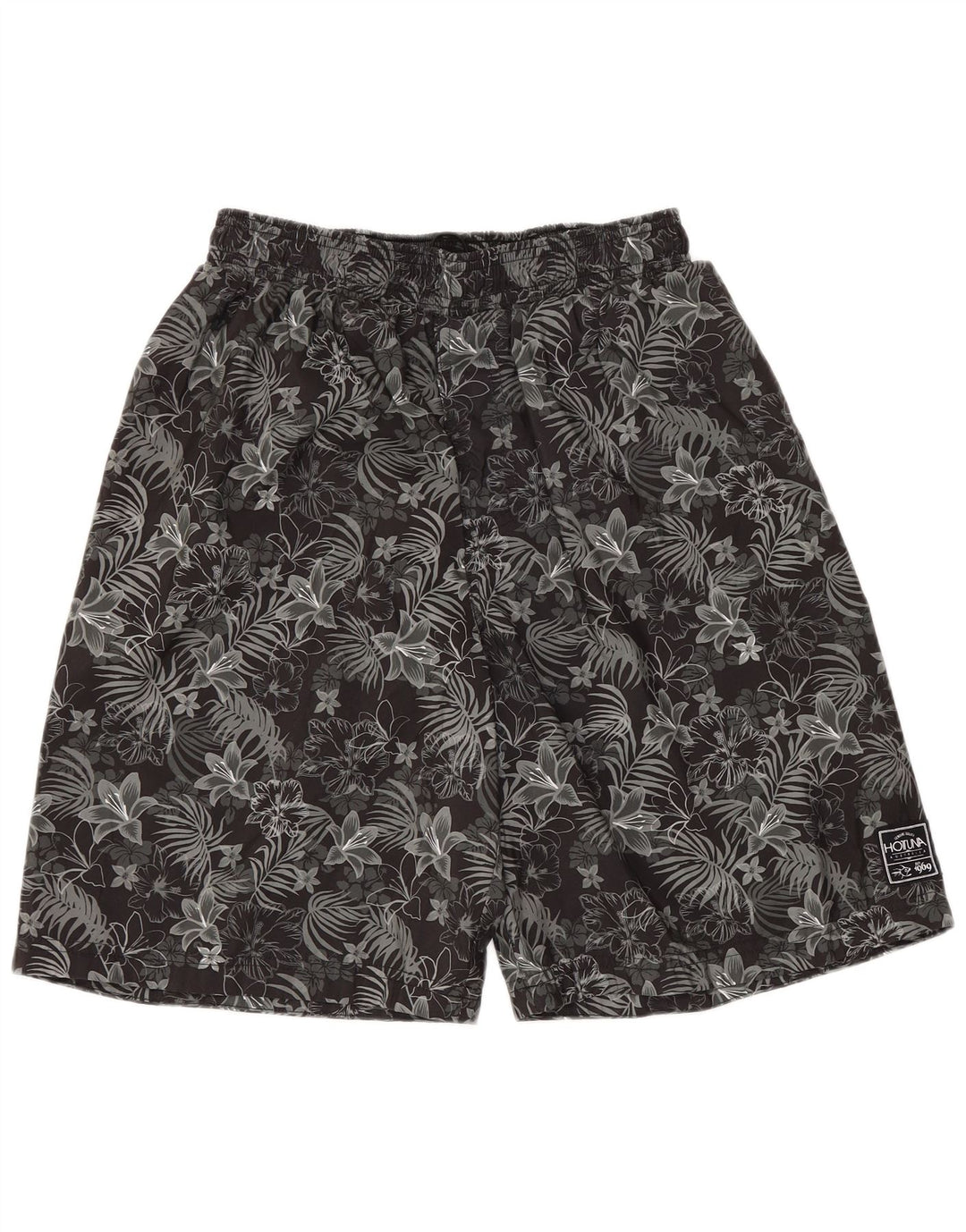 Shorts de natação masculinos Hot Tuna poliéster floral preto médio