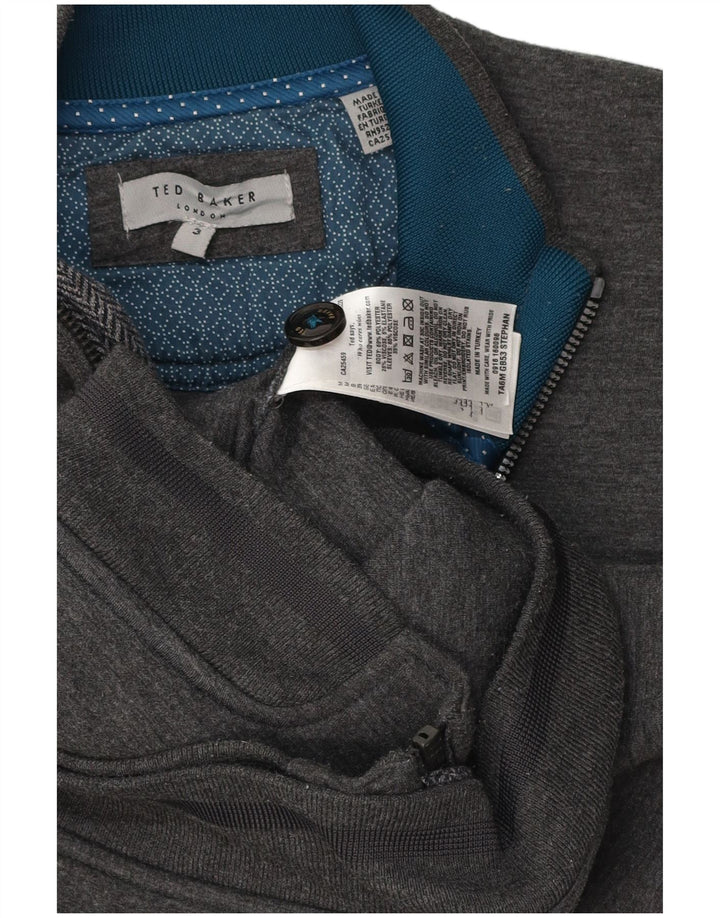 Ted Baker Mens Treino Top Jaqueta Tamanho 3 Poliéster Cinza Médio