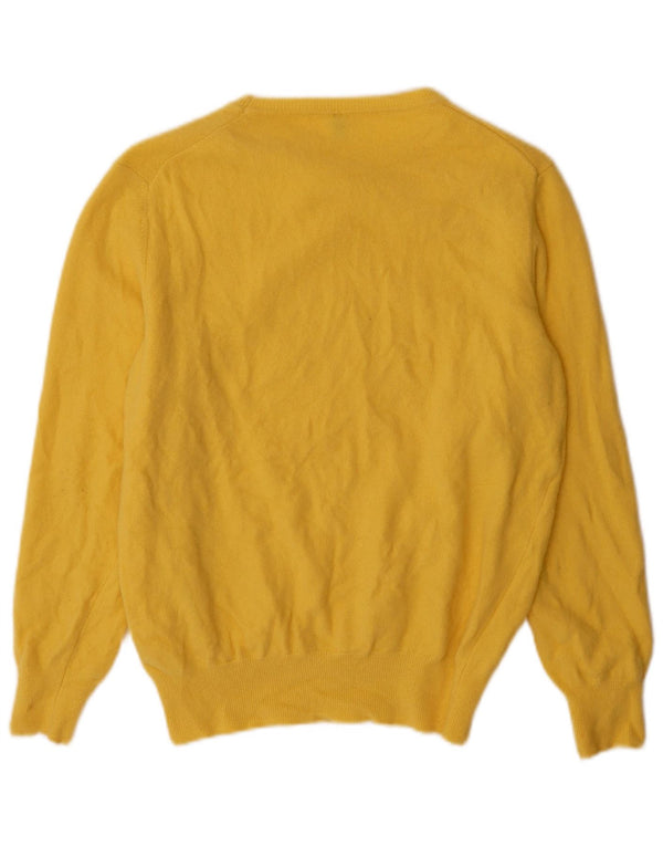 Suéter feminino Benetton com gola canoa UK 18 XL lã virgem amarela