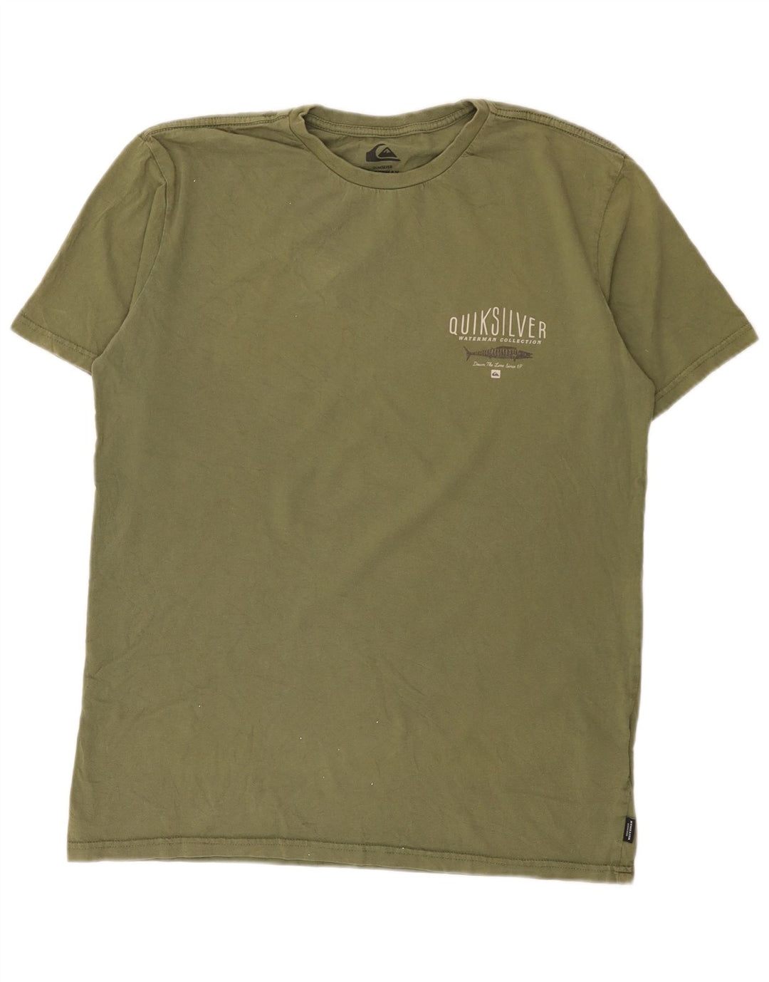 Camiseta masculina Quiksilver Regular Fit com estampa gráfica de algodão cáqui médio