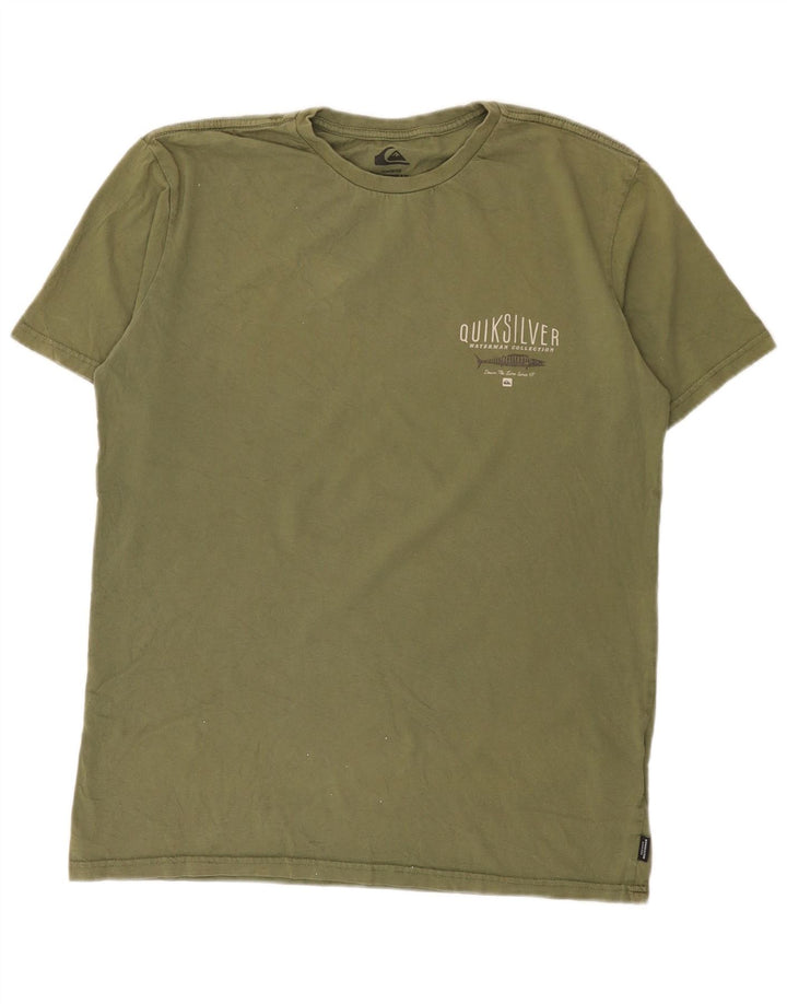 Camiseta masculina Quiksilver Regular Fit com estampa gráfica de algodão cáqui médio