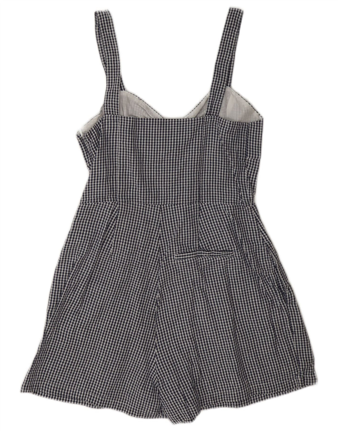 Jack Wills Macacão feminino regular sem mangas Reino Unido 10 pequeno algodão xadrez azul