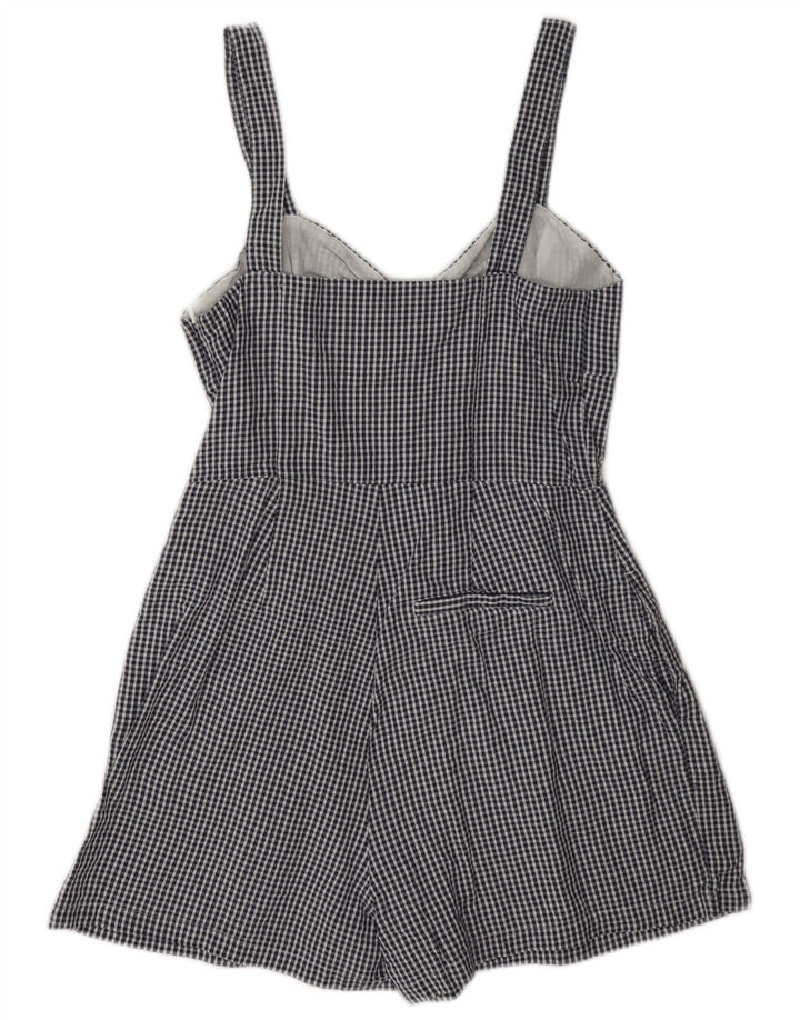 Jack Wills Macacão feminino regular sem mangas Reino Unido 10 pequeno algodão xadrez azul