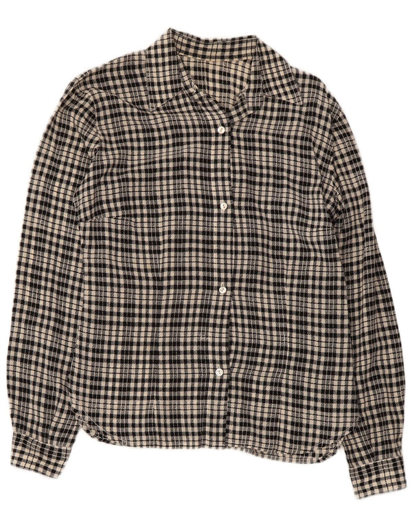 Vintage Womens Flannel Shirt UK 12 Medium Black Check