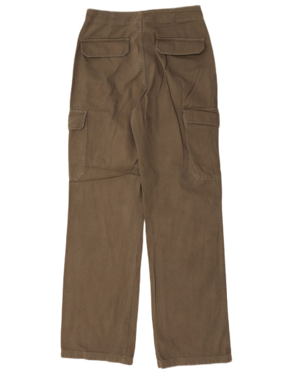 Calça cargo reta feminina Zara EU 36 XS W26 L31 algodão cáqui