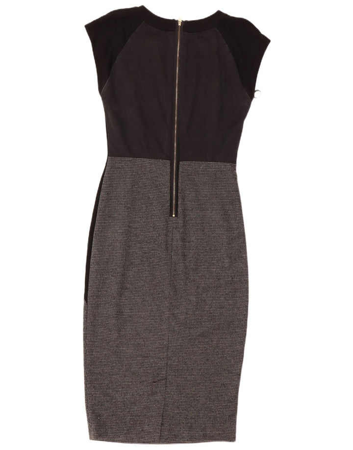 Vestido bodycon feminino Ted Baker tamanho 2 poliéster colorblock preto pequeno