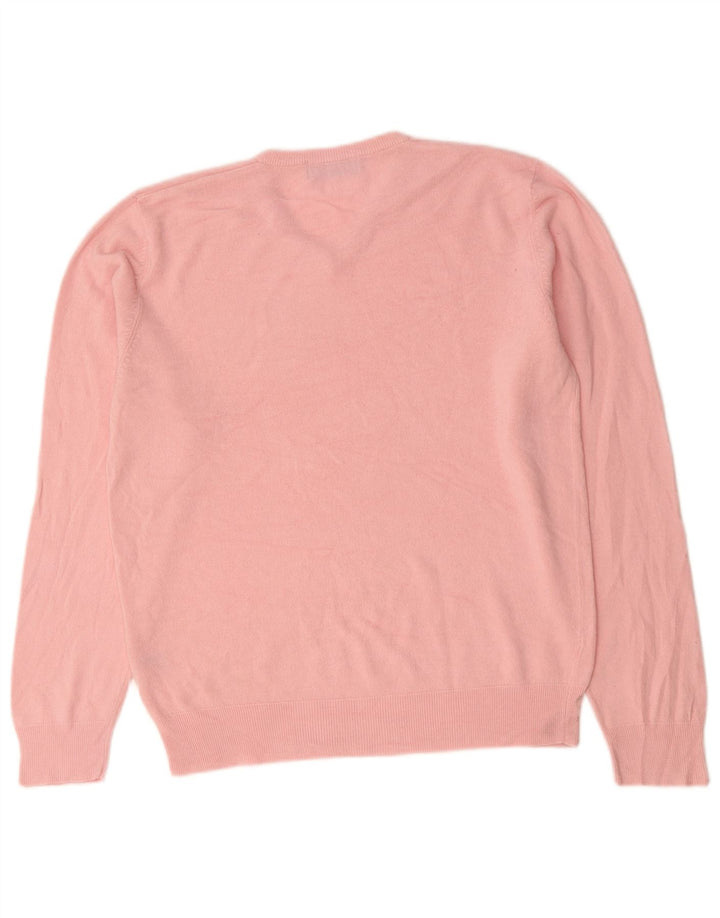 Suéter masculino Marks & Spencer Blue Harbor com decote em V acrílico rosa médio