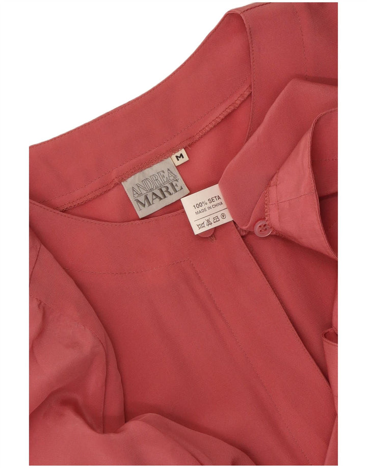 Andrea Mare blusa feminina oversized Reino Unido 14 seda rosa médio