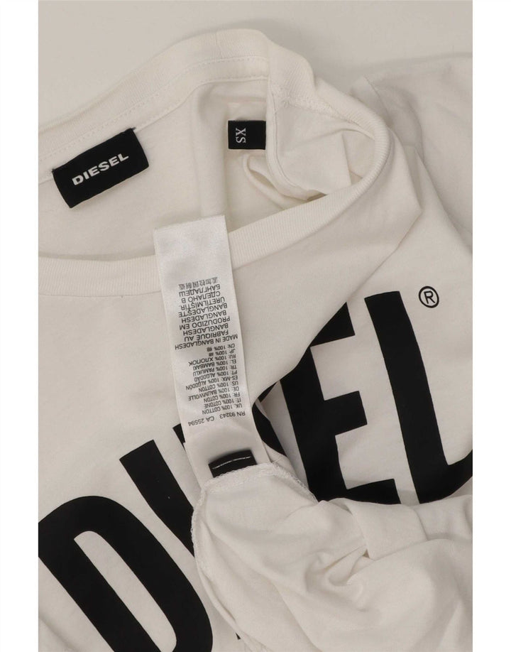 Diesel Mens Graphic T-Shirt Top XS Algodão Branco