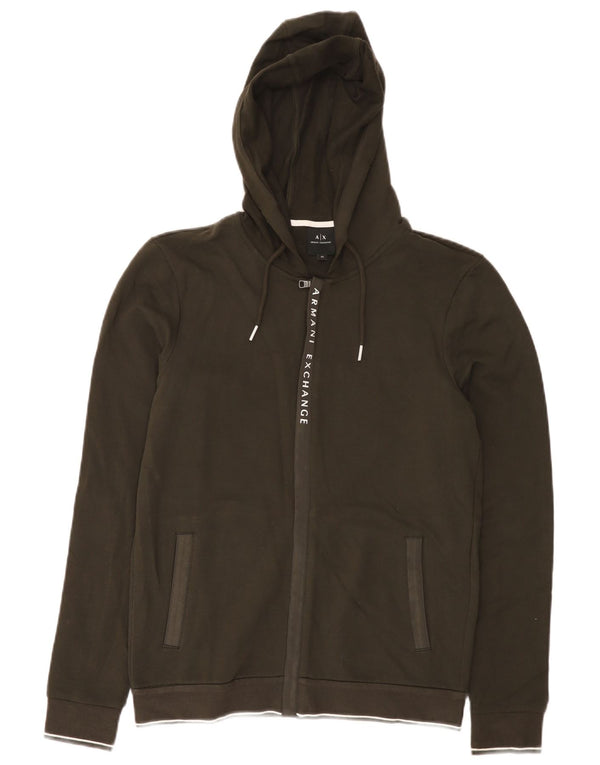 Suéter masculino Armani Exchange com capuz e zíper XS algodão cáqui
