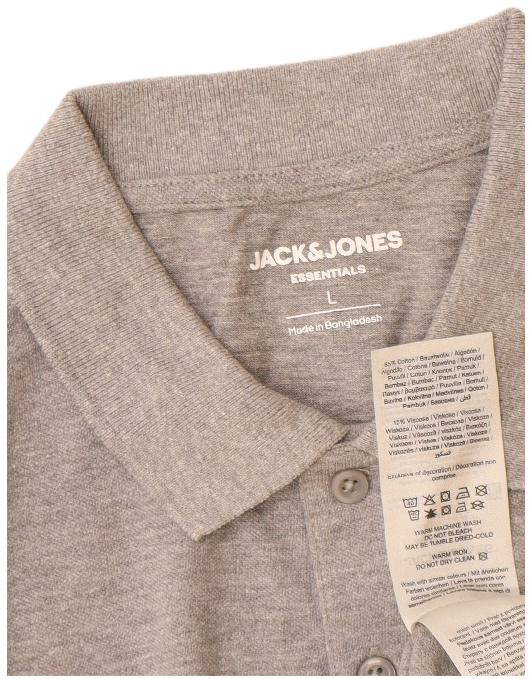 Camisa polo masculina Jack & Jones grande algodão cinza