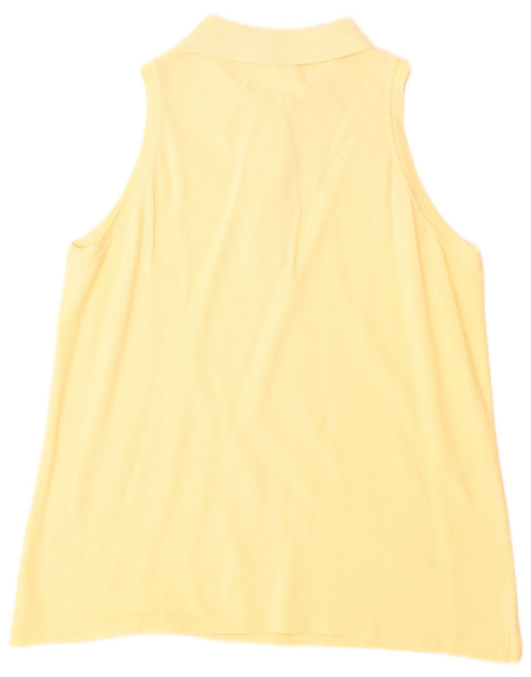 Camisa polo feminina sem mangas Lacoste tamanho 46 XL algodão amarelo