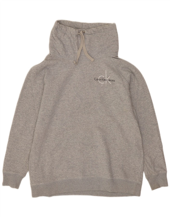 CALVIN KLEIN JEANS moletom feminino jumper UK 14 cinza médio manchado