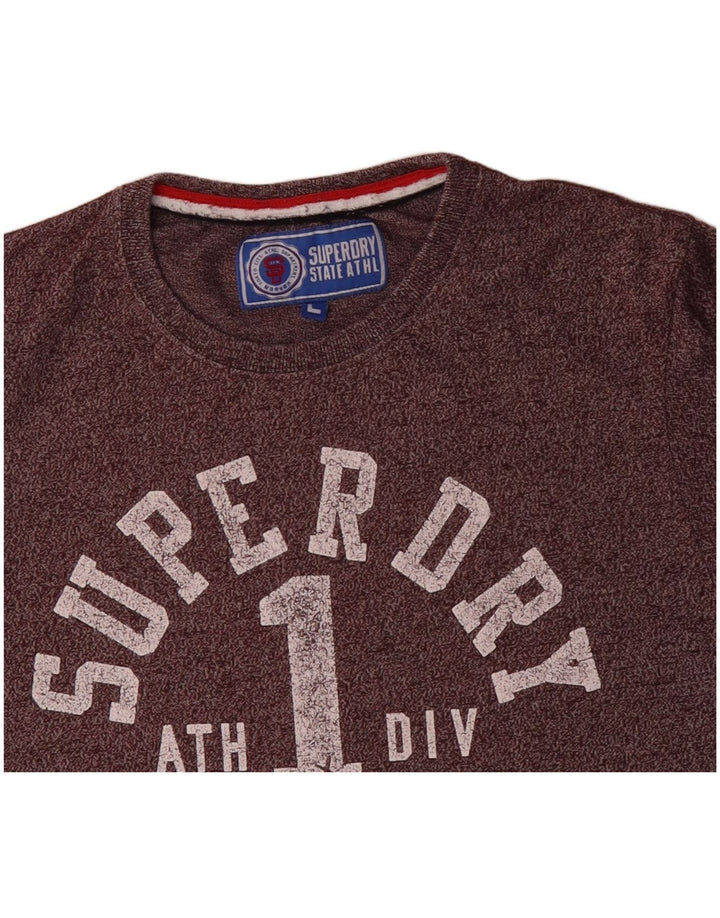 Camiseta masculina gráfica SUPERDRY grande algodão manchado roxo