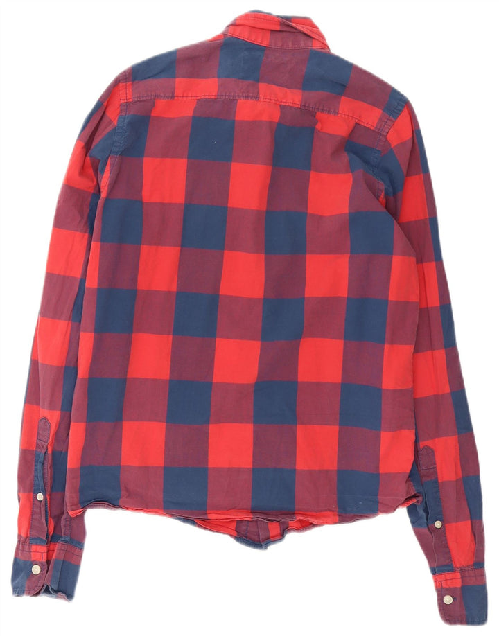 Camisa masculina HOLLISTER de algodão xadrez vermelho médio
