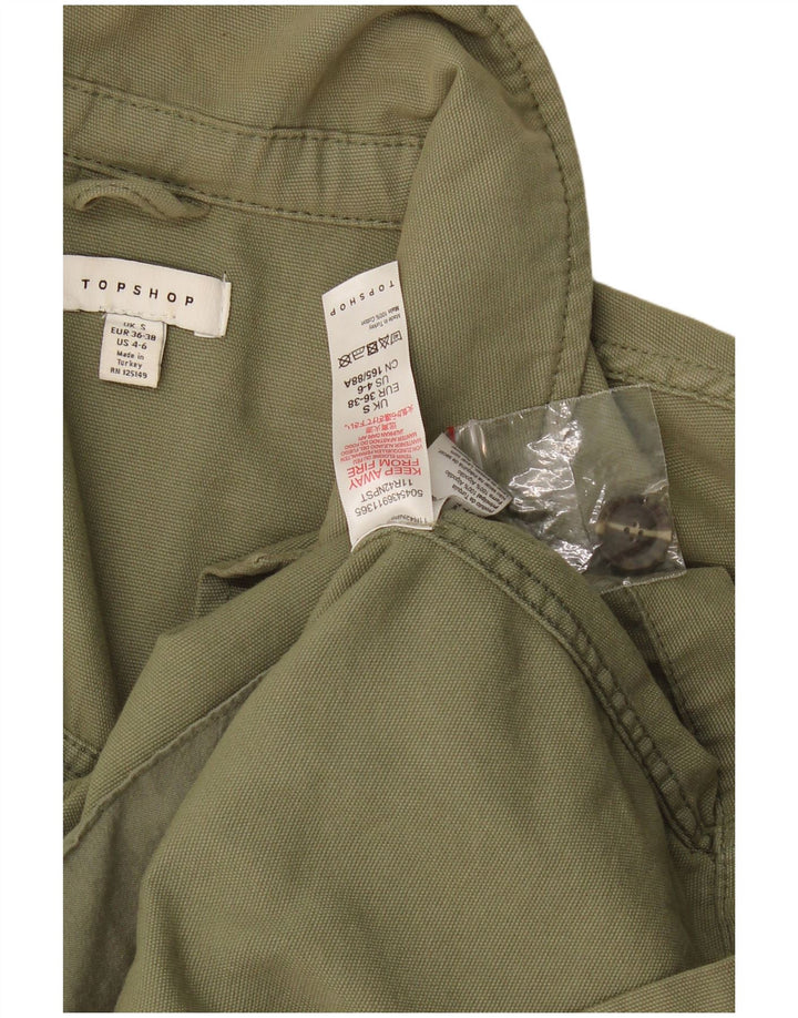 Jaqueta utilitária superdimensionada feminina Topshop Reino Unido 10 algodão cáqui pequeno