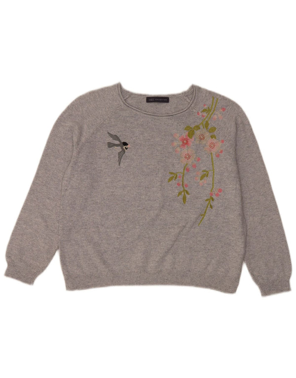 Suéter feminino Marks & Spencer com gola redonda e gola redonda Reino Unido 16 grande cinza