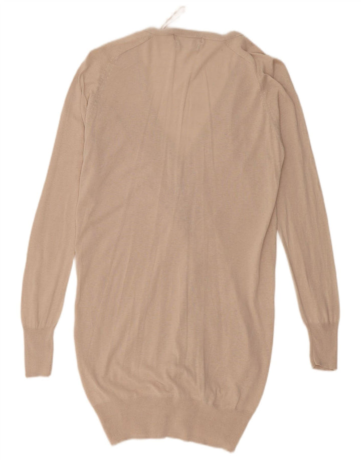 Suéter cardigã feminino Zara Longline Reino Unido 14 seda bege médio