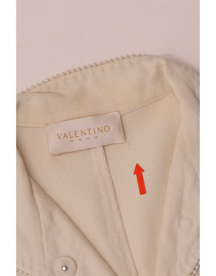 Jaqueta Blazer Feminina Valentino Crop 1 Botão IT 44 Médio Off White Algodão