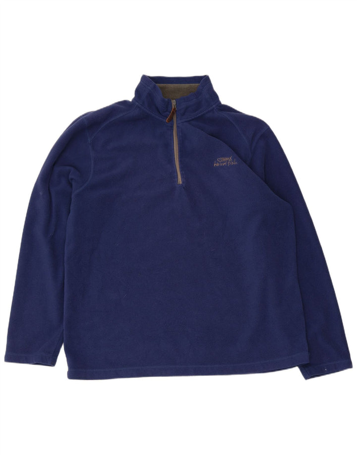 Weird Fish Masculino Zip Neck Fleece Jumper XL Azul Marinho Poliéster