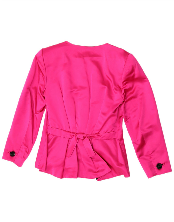 Jaqueta blazer feminina vintage com 1 botão Reino Unido 10 rosa pequena