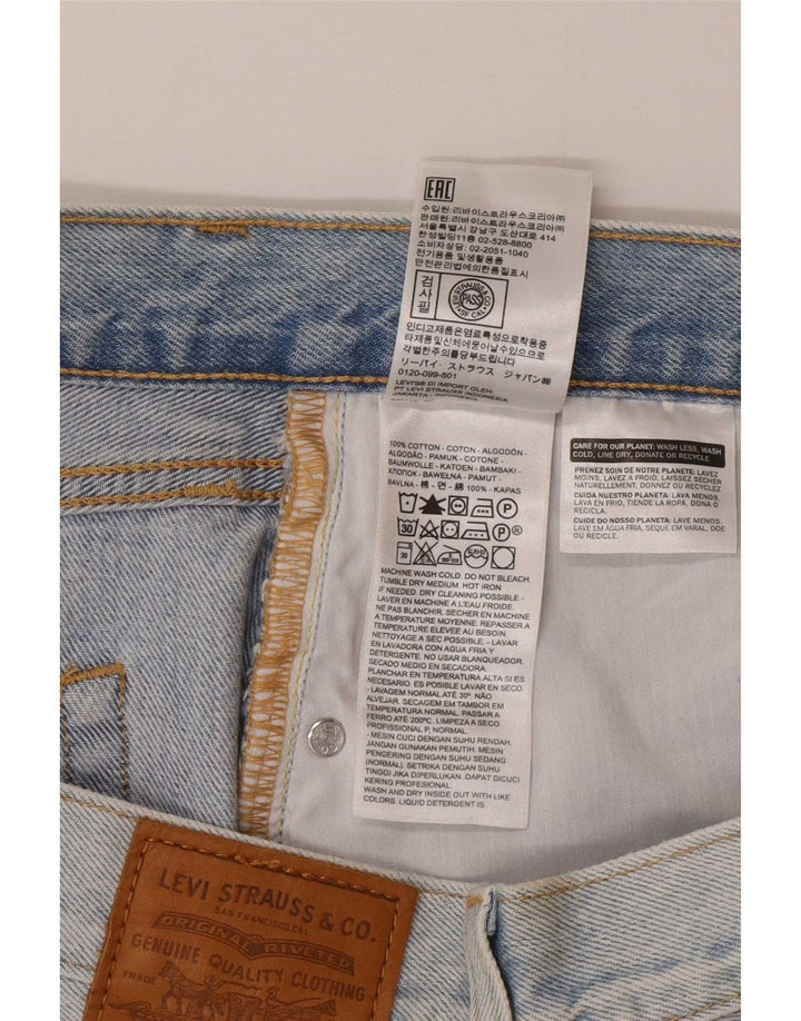 Mini saia jeans feminina Levi's W32 grande algodão azul