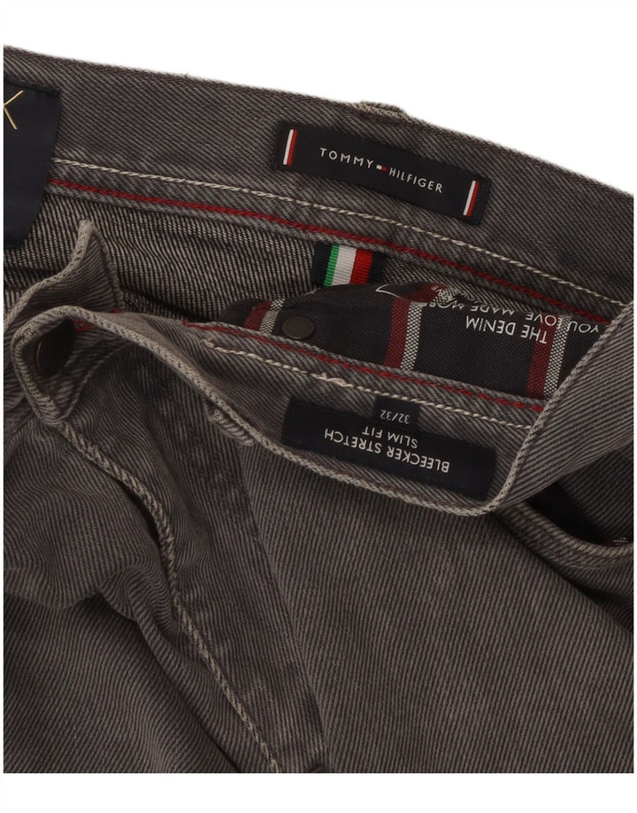 Tommy Hilfiger Masculino Bleecker Slim Jeans W32 L32 Cinza Algodão