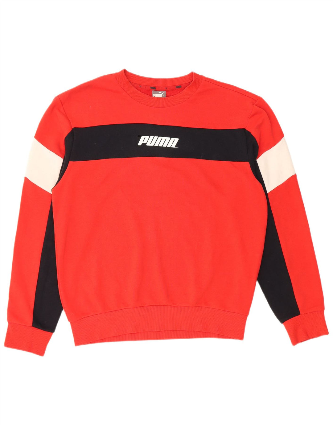 Puma Mens Graphic Moletom Jumper Pequeno Algodão Colorblock Vermelho