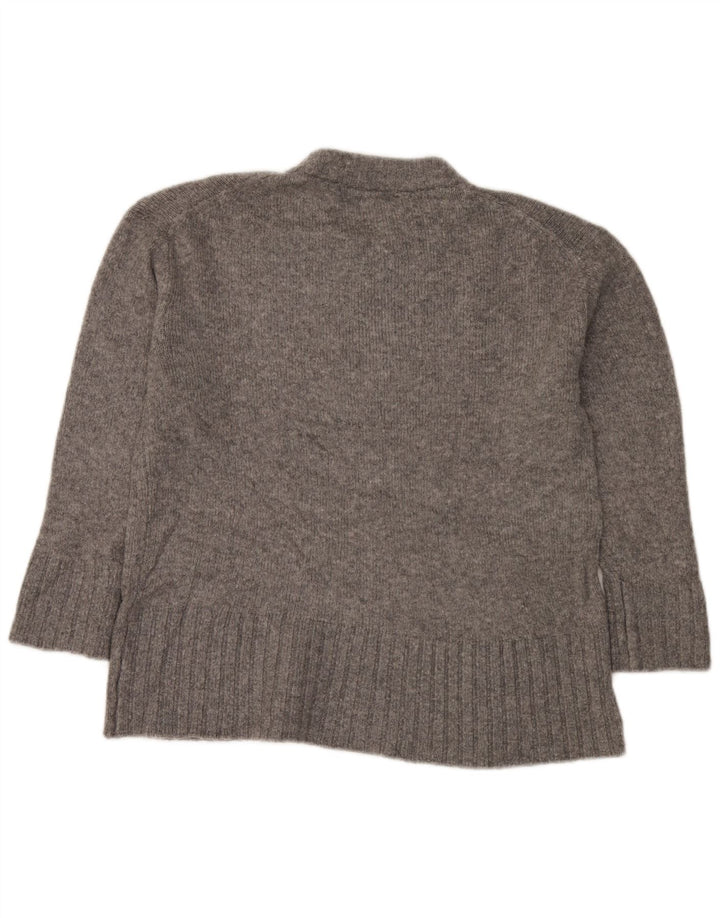 Zara Suéter feminino oversized com gola redonda Reino Unido 10 pequeno cinza manchado