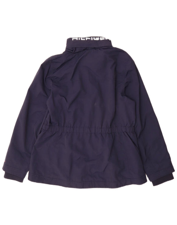 Jaqueta de chuva feminina Tommy Hilfiger UK 14 grande azul marinho colorblock nylon