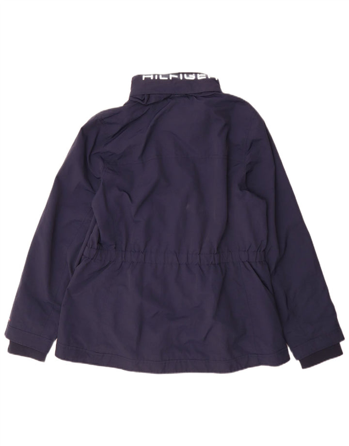 Jaqueta de chuva feminina Tommy Hilfiger UK 14 grande azul marinho colorblock nylon