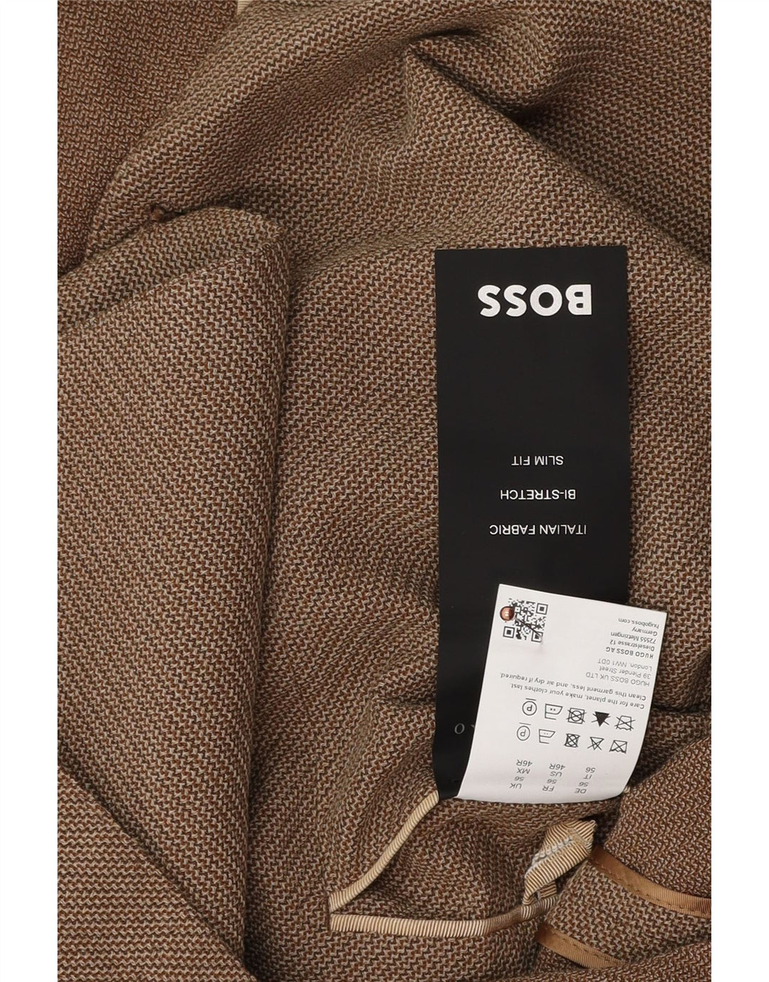 Jaqueta blazer masculina Hugo Boss Slim Fit 2 botões UE 56 3XL lã virgem marrom