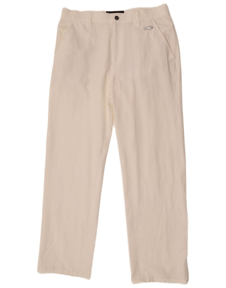Calças Chino retas masculinas Oakley W34 L33 nylon branco