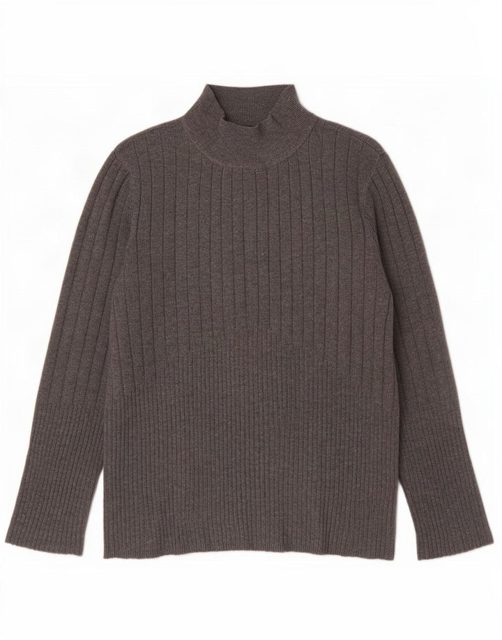 Suéter feminino Marks & Spencer com gola tartaruga Reino Unido 12 viscose cinza médio
