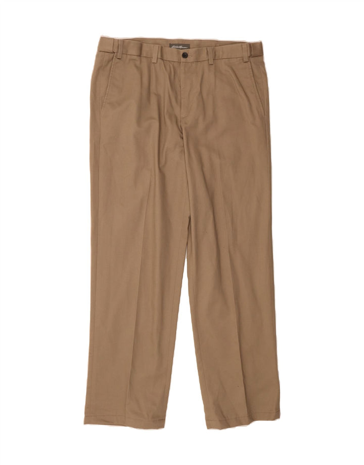 EDDIE BAUER Mens Straight Chino Trousers W38 L34 Brown Cotton Vintage Eddie Bauer and Second-Hand Eddie Bauer from Messina Hembry 