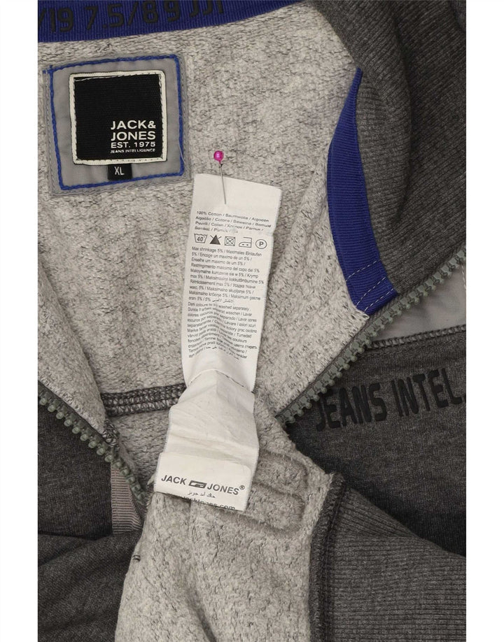 Jaqueta masculina de agasalho gráfico Jack & Jones XL cinza colorblock algodão