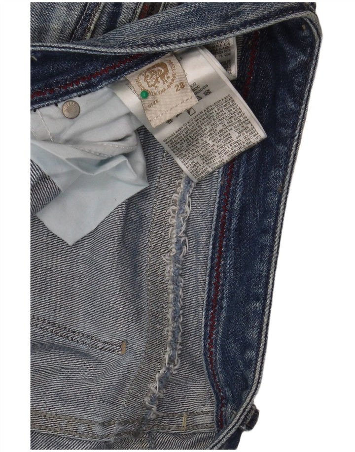 Jeans retos femininos diesel desgastados W28 L32 algodão azul