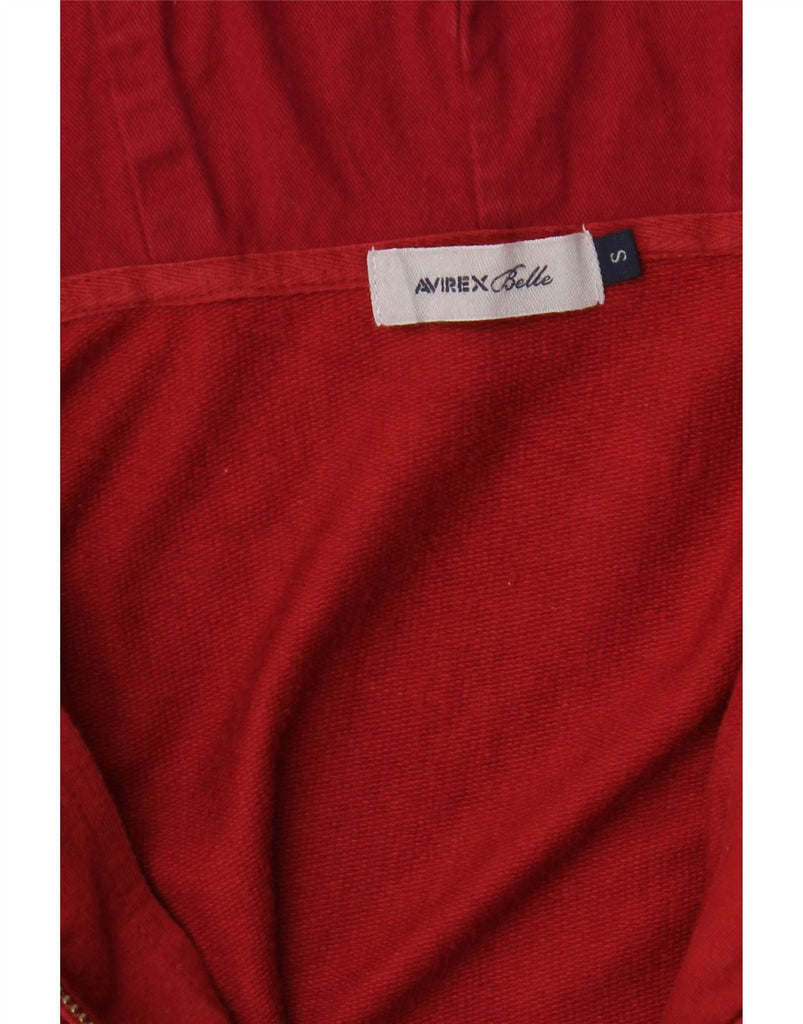 AVIREX Womens Graphic Zip Hoodie Sweater UK 10 Small Red Vintage Avirex and Second-Hand Avirex from Messina Hembry 