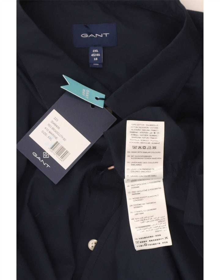 Camisa masculina Gant Regular Fit 2XL azul marinho algodão clássico