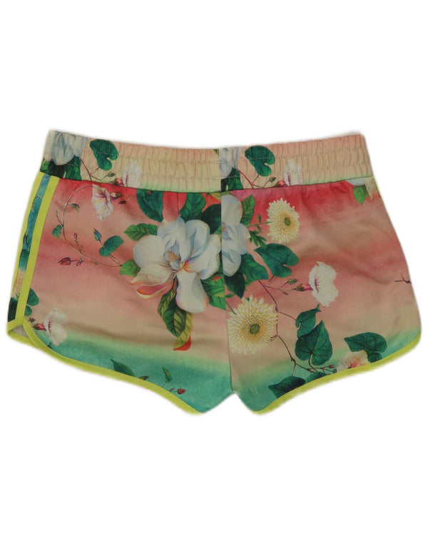 Shorts esportivos gráficos femininos Adidas UK 12 poliéster floral verde médio