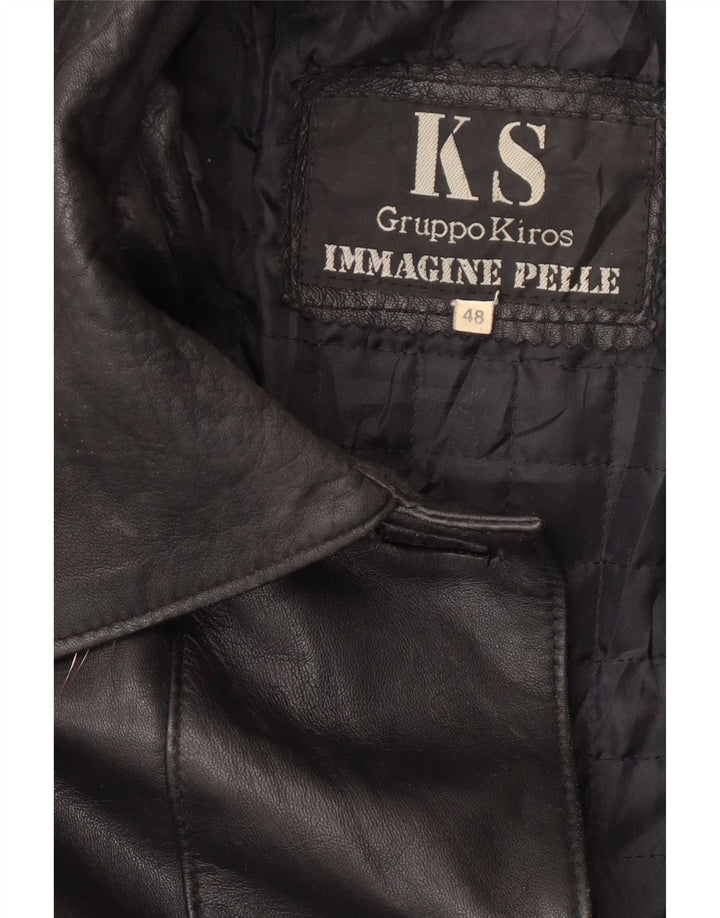 Casaco feminino de couro grande com capuz Kiros IT 48 XL preto