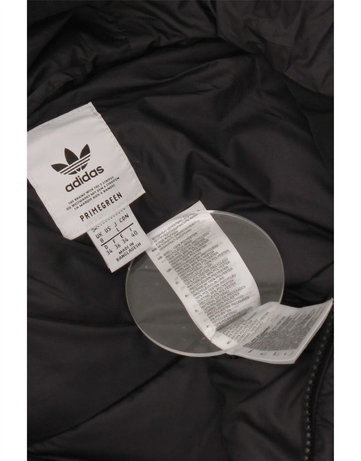 Casaco acolchoado com capuz feminino Adidas UK 8 pequeno poliéster preto