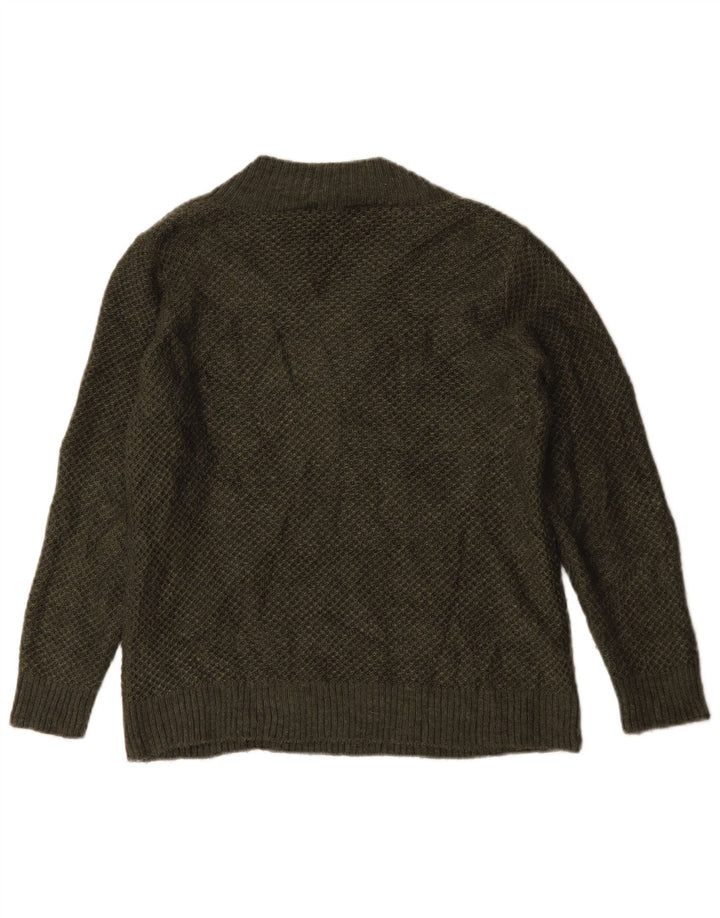 Suéter feminino Marks & Spencer grande com decote em V Reino Unido 10 pequeno verde