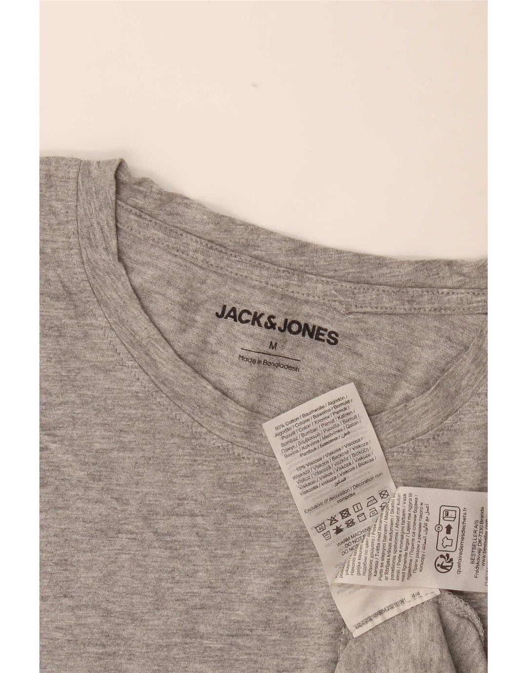 Camiseta masculina Jack & Jones de algodão manchado cinza médio