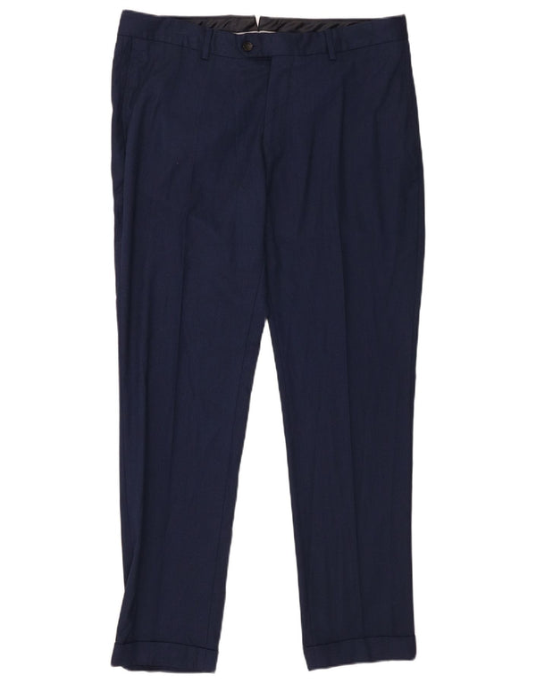 Zara Mens Slim Suit Calças EU 42 Grande W32 L31 Azul Marinho